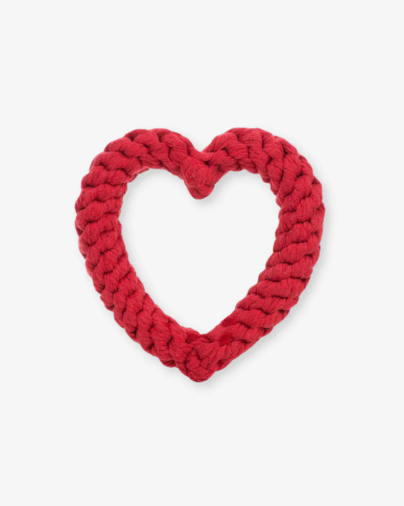 Heart Rope Dog Toy in Red