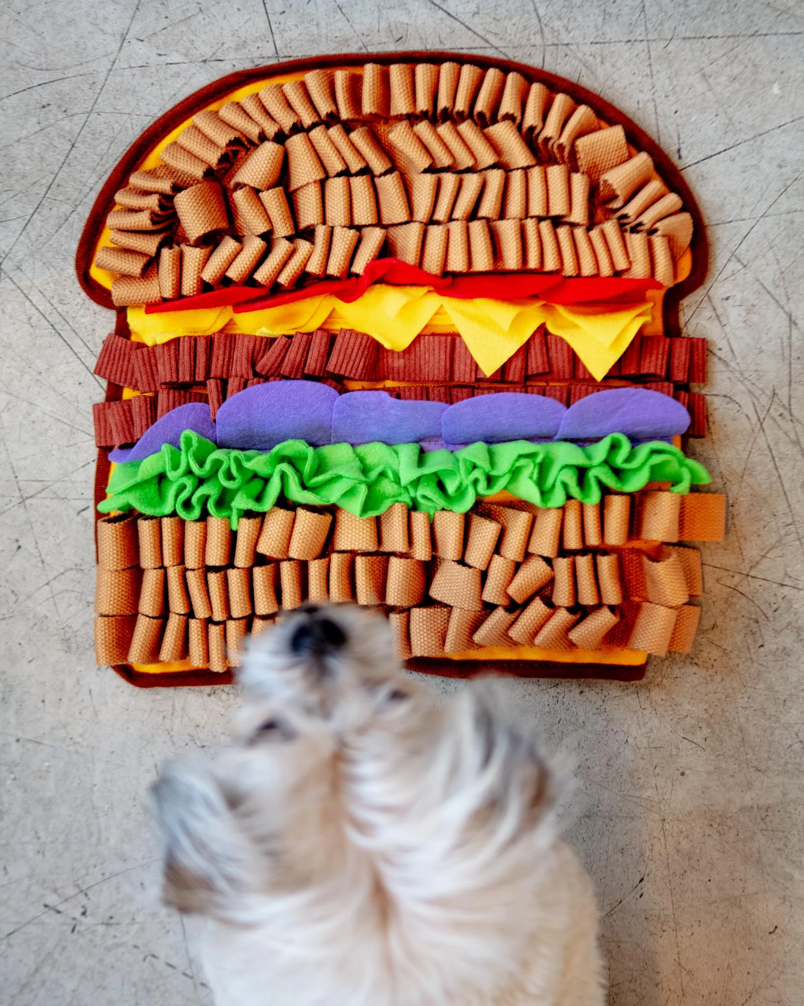 Juicy Hamburger Interactive Snuffle Dog Toy