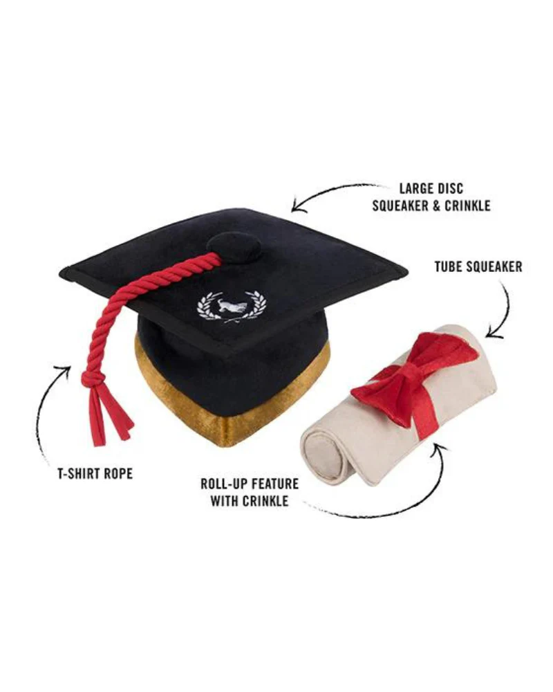 K9 Scholar Cap & Diploma Plush Dog Toy Set (FINAL SALE) - Image 3