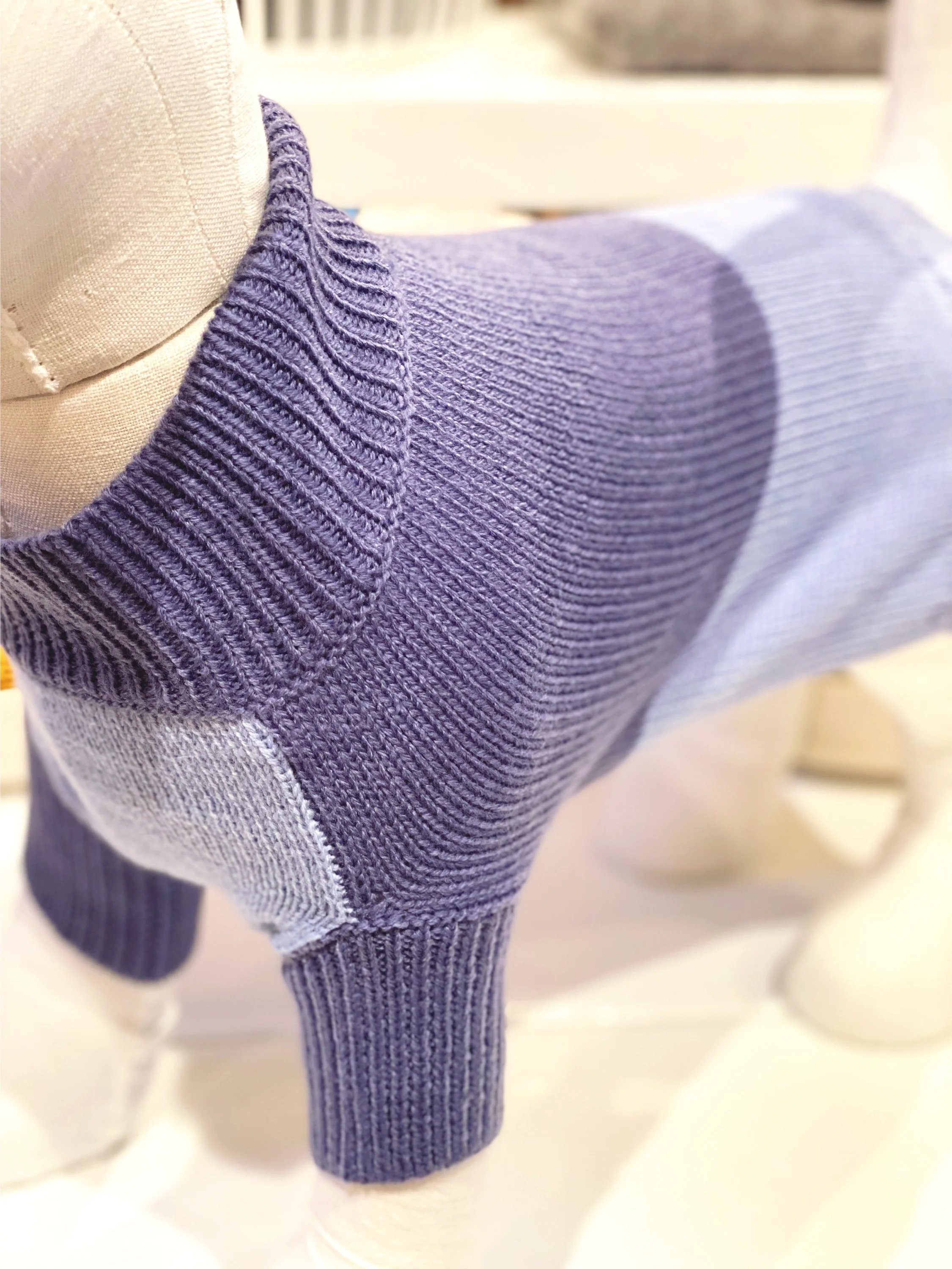 Colorblock Knit Dog Sweater in 2-Tone Blue<br>((FINAL SALE)) - Image 5