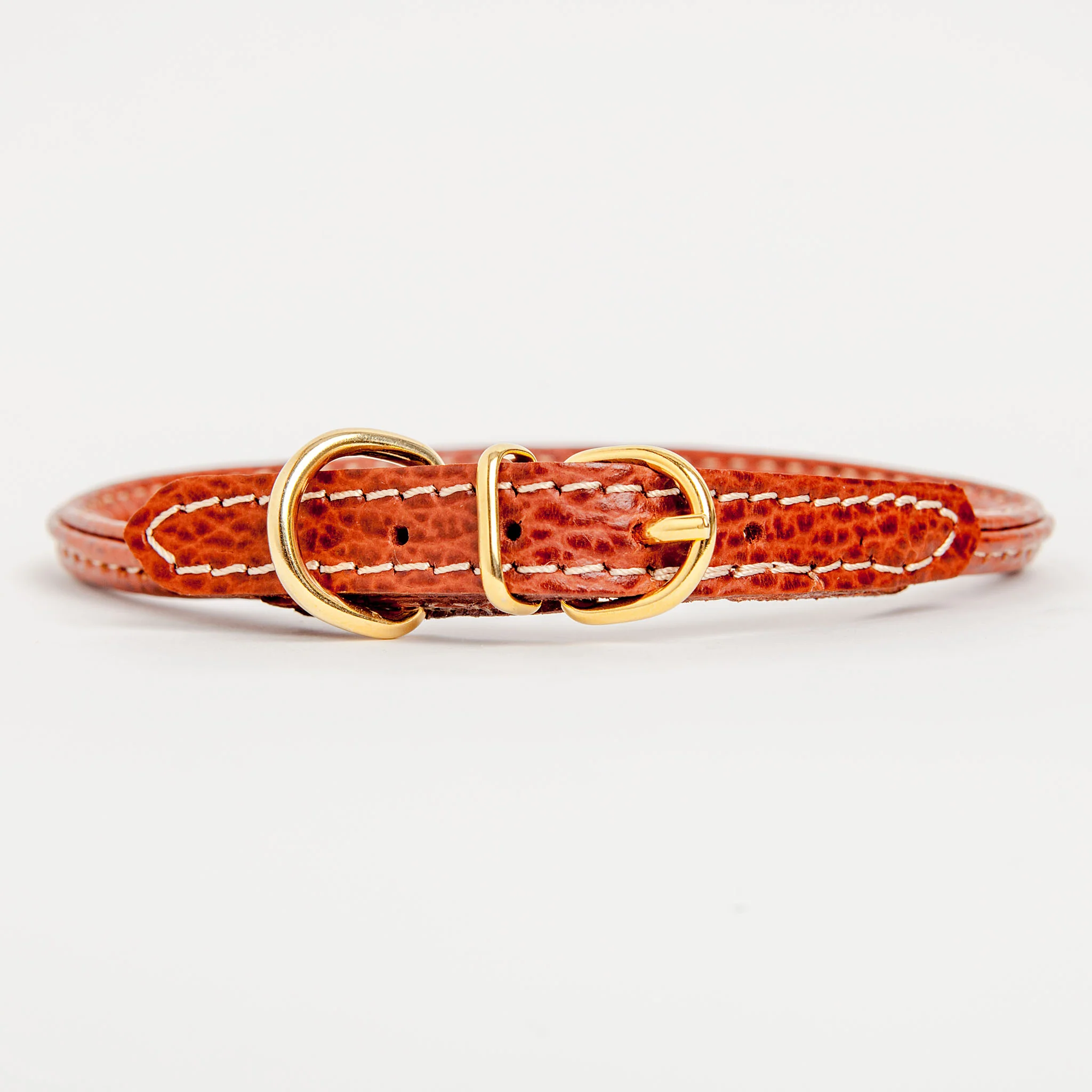 Italian Rolled Leather Dog Collar in Brown - Image 3