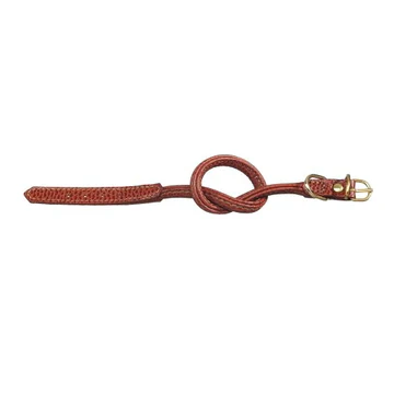 Italian Rolled Leather Dog Collar in Brown - Image 4