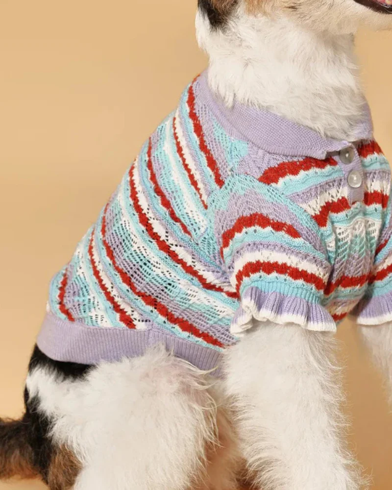 Lavender Ruffle Sleeve Crochet Shirt for Dogs - Image 4