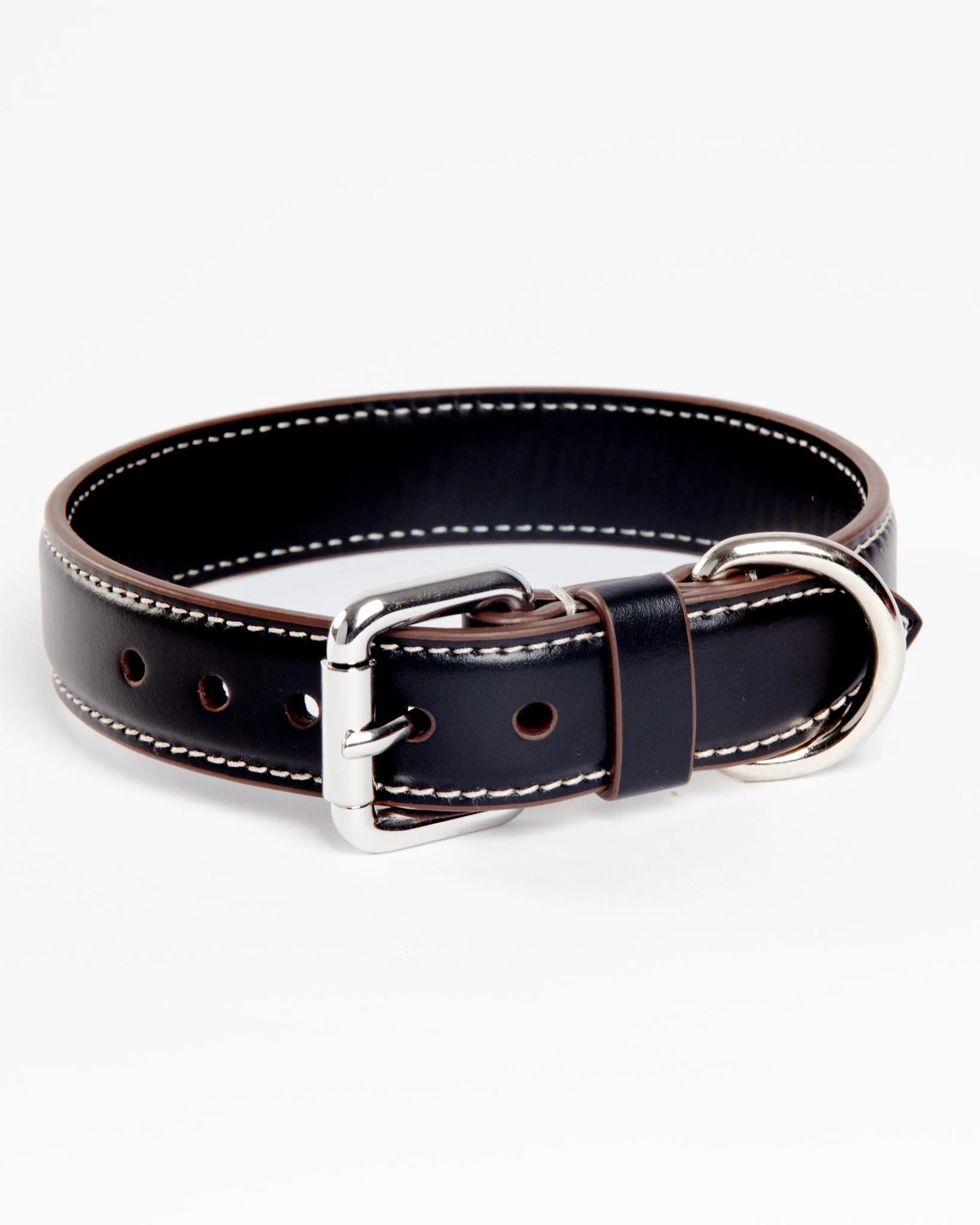 Leather Dog Collar in Black (Made in Italy)