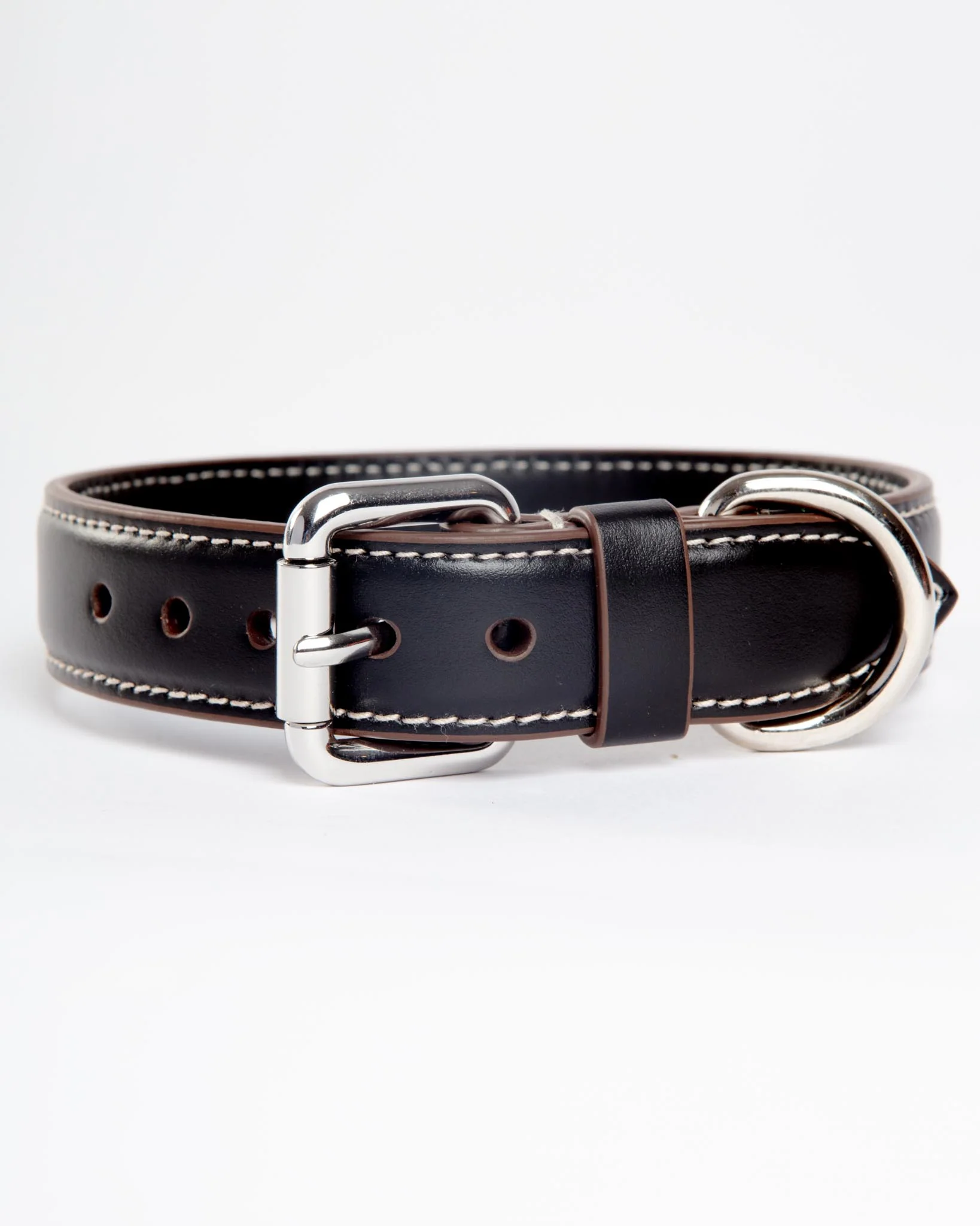 Leather Dog Collar in Black (Made in Italy) - Image 3