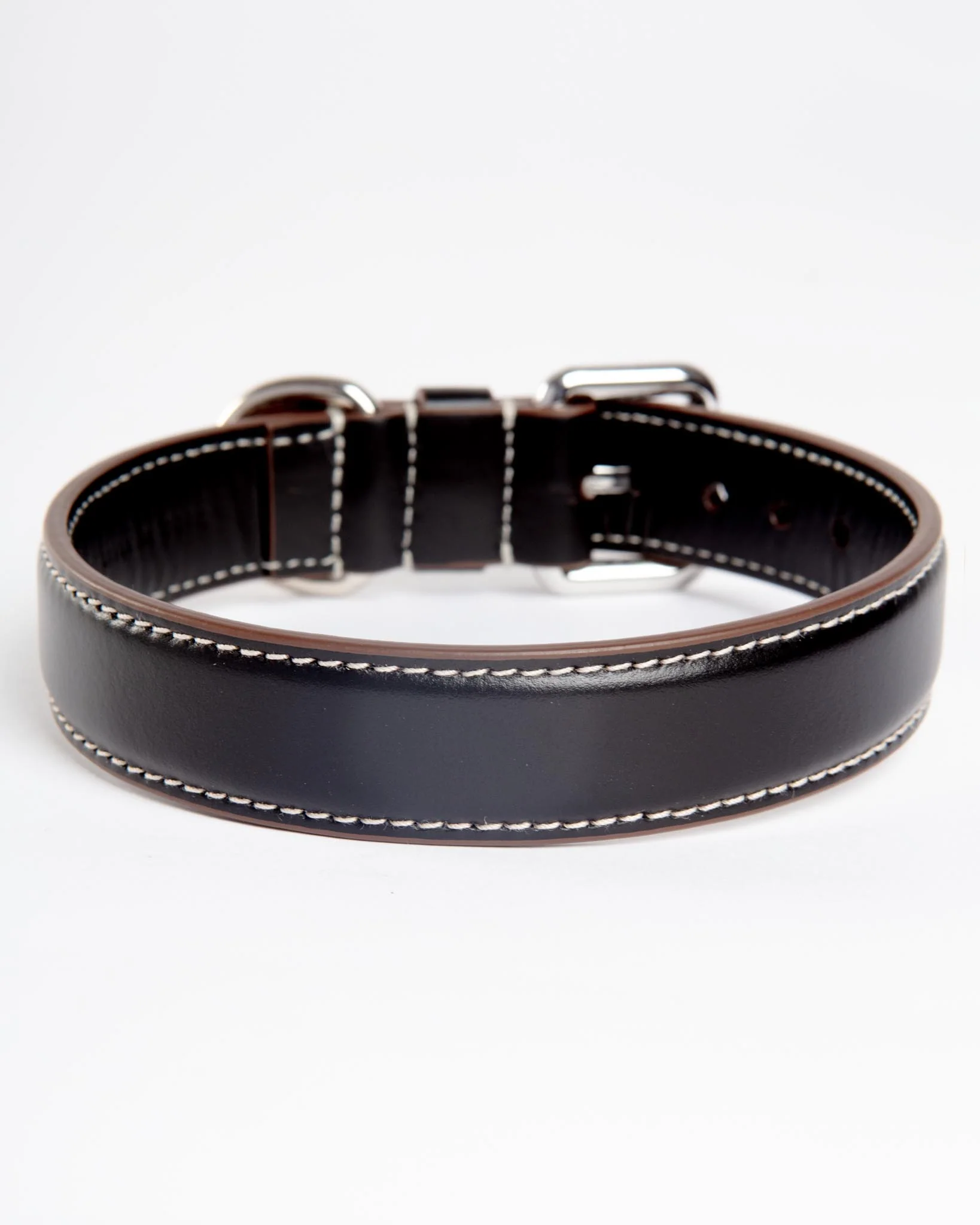 Leather Dog Collar in Black (Made in Italy) - Image 4