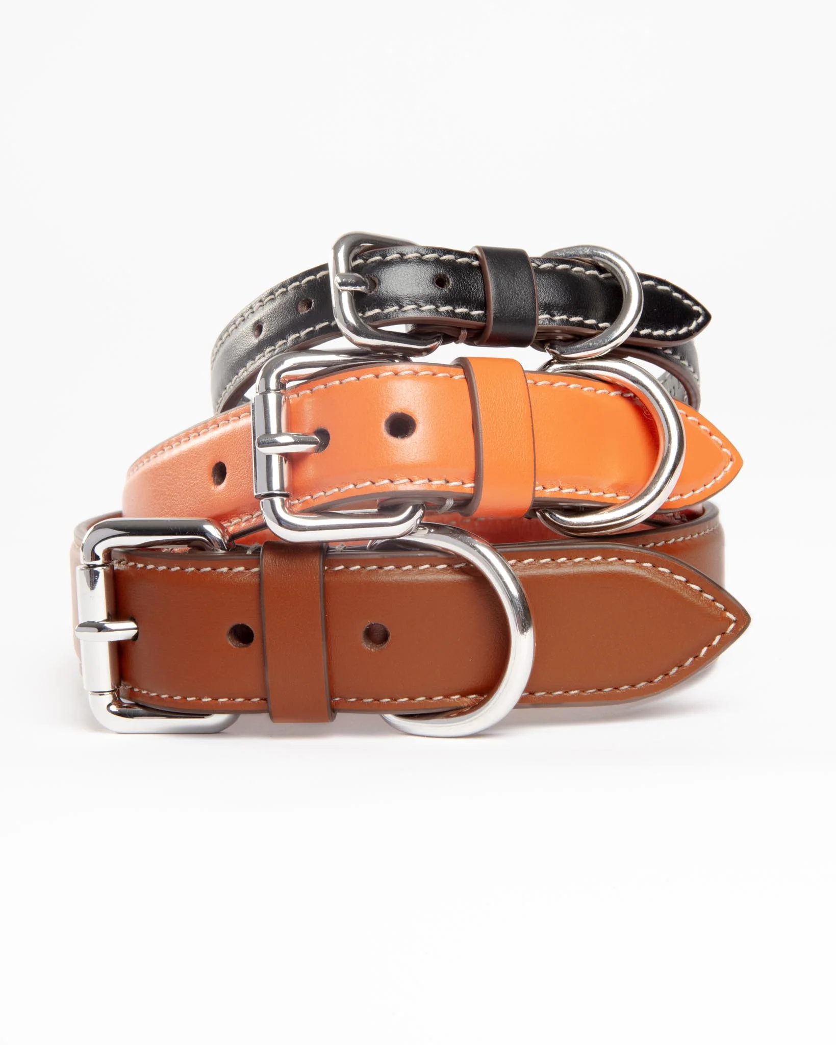 Leather Dog Collar in Black (Made in Italy) - Image 5