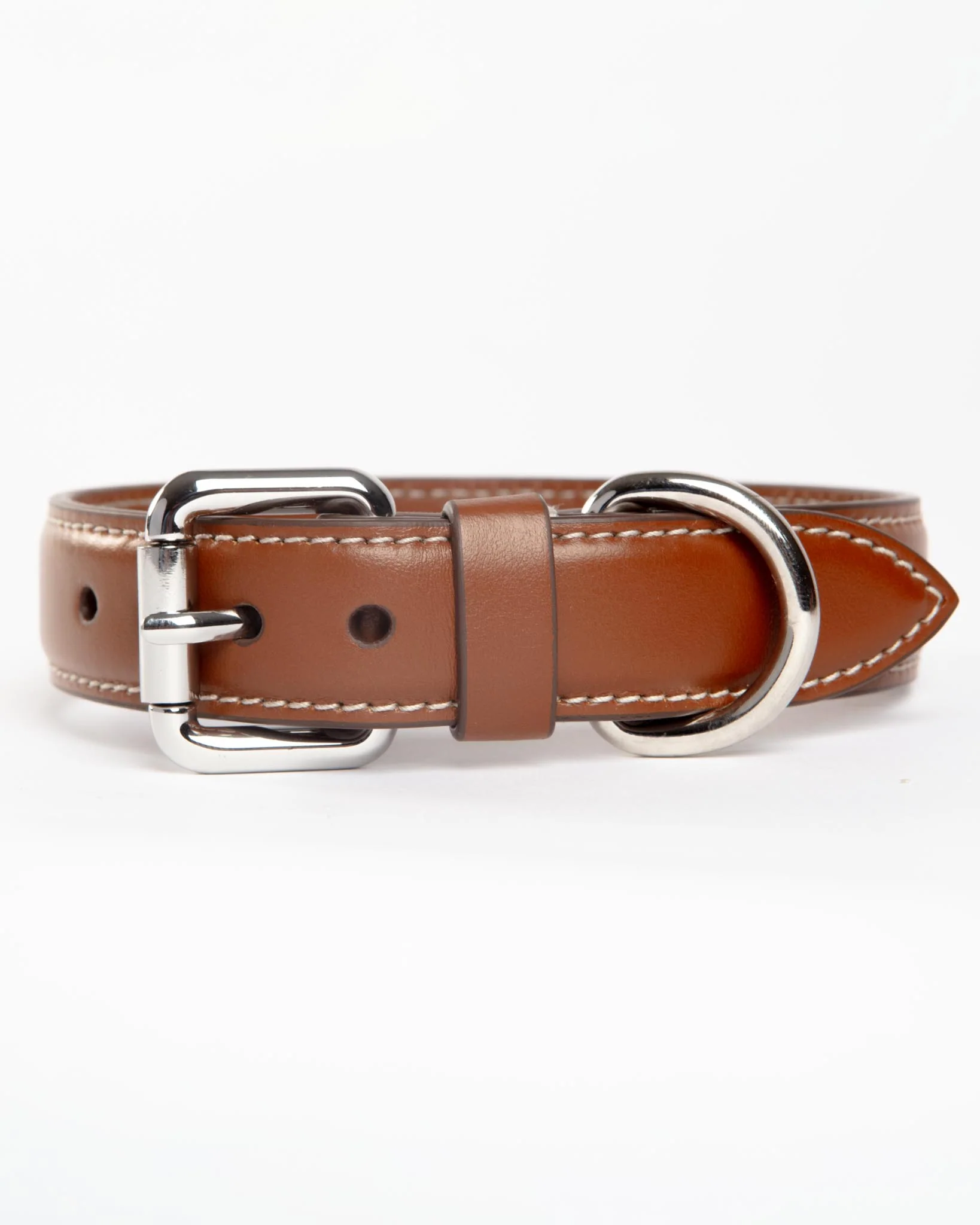 Leather Dog Collar in Tobacco Brown (Made in Italy) - Image 4
