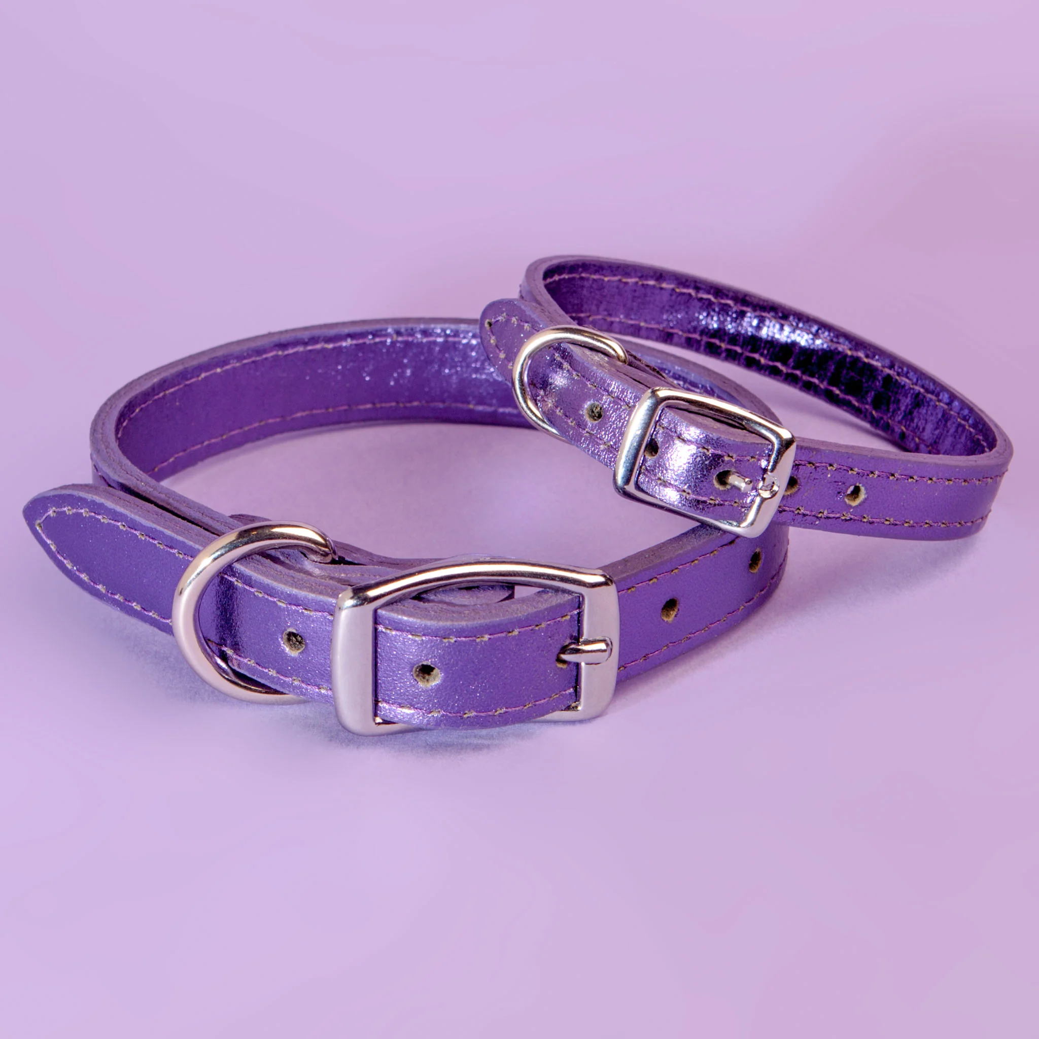 Shimmer Leather Dog Leash in Metallic Purple (FINAL SALE) - Image 5