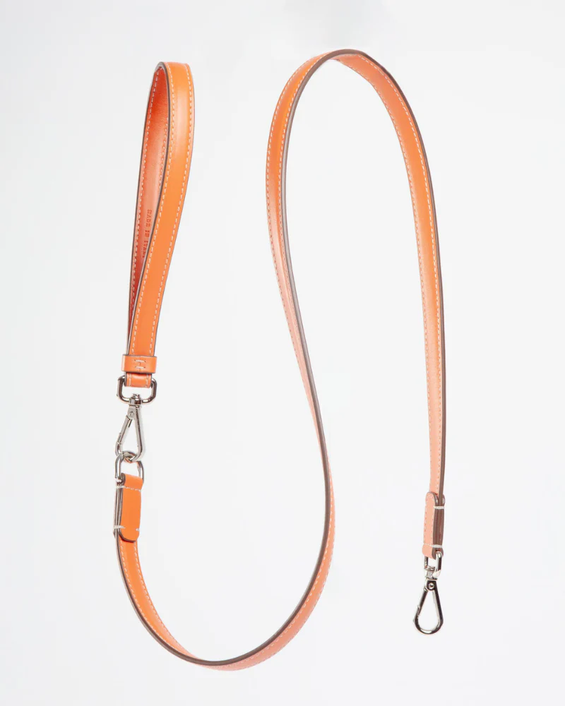 Leather Dog Leash in Orange (Made in Italy)