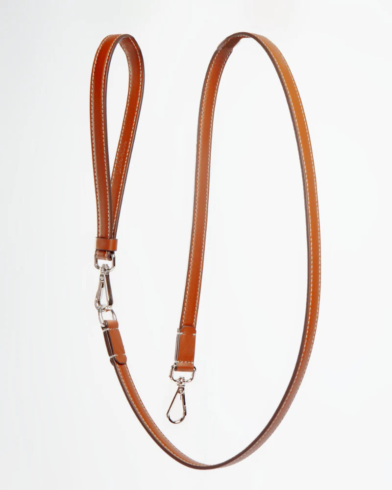 Leather Dog Leash in Tobacco Brown (Made in Italy)