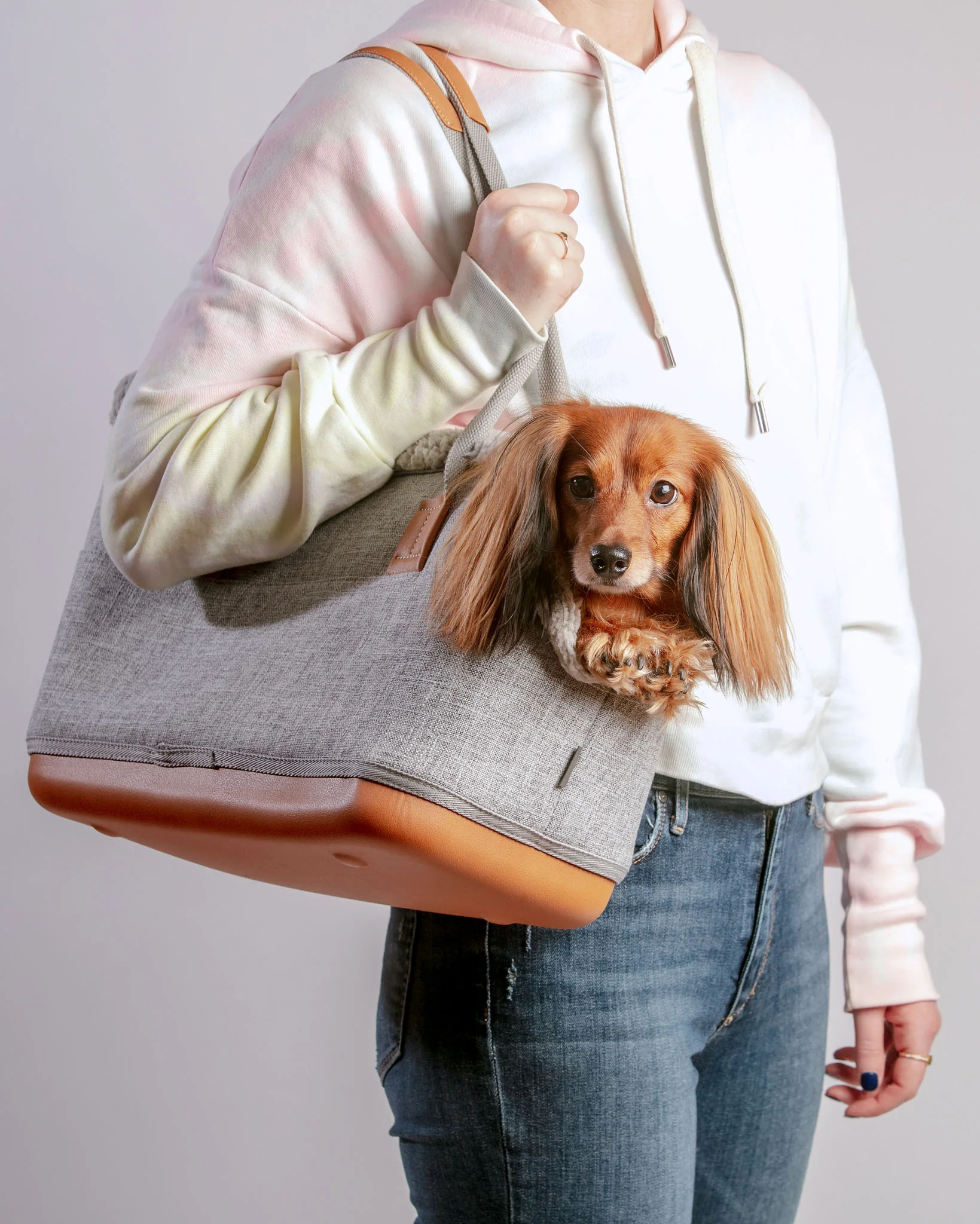 Cozy Grey Shearling Deluxe Dog Carrier - Image 2