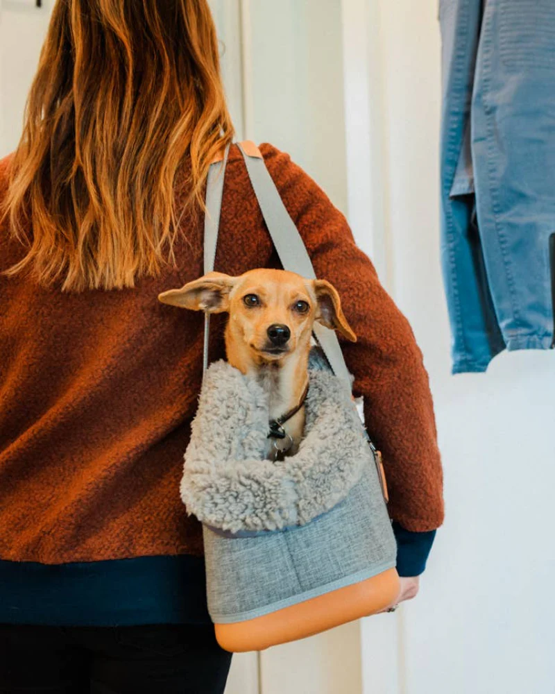 Cozy Grey Shearling Deluxe Dog Carrier - Image 3