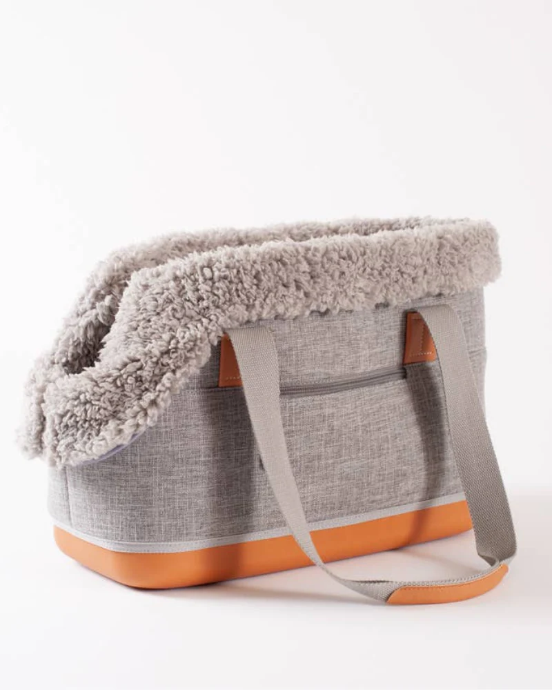 Cozy Grey Shearling Deluxe Dog Carrier - Image 4