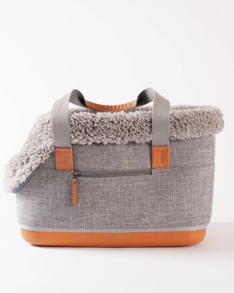 Cozy Grey Shearling Deluxe Dog Carrier - Image 5
