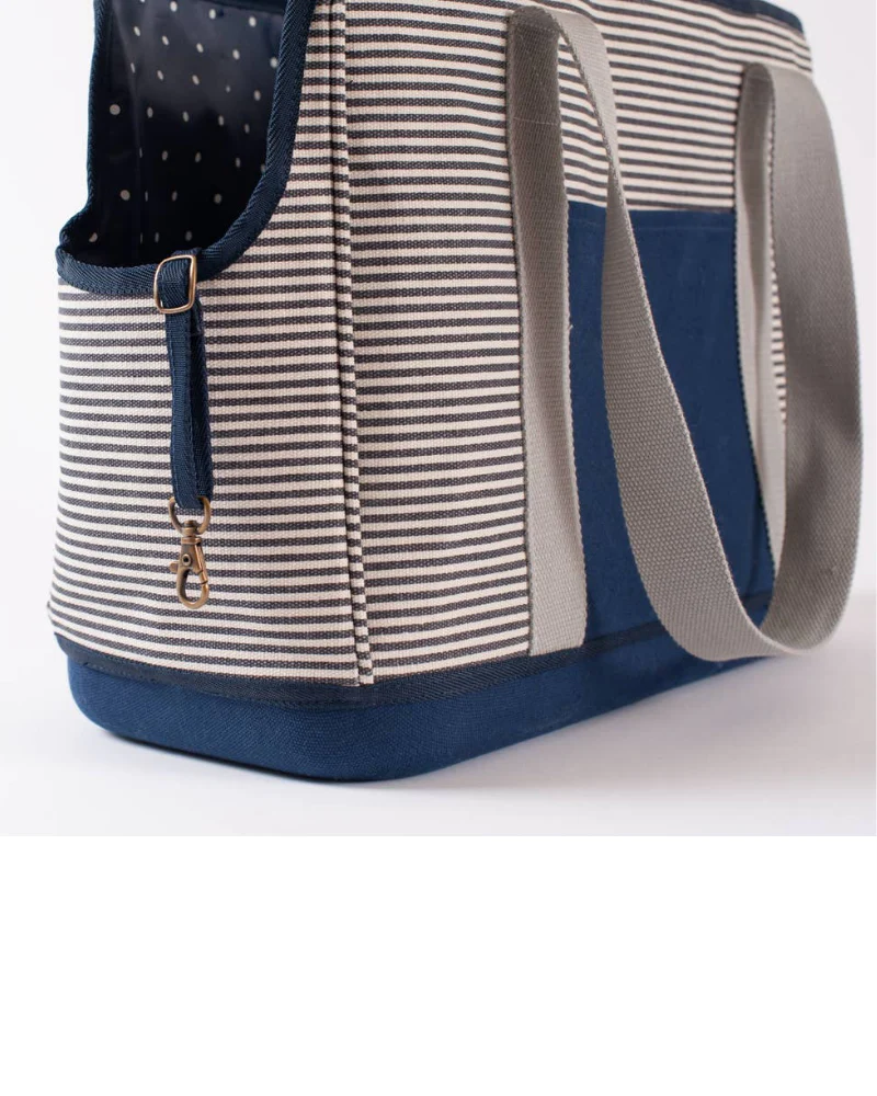 Navy Striped Canvas Dog Carrier (FINAL SALE) - Image 2