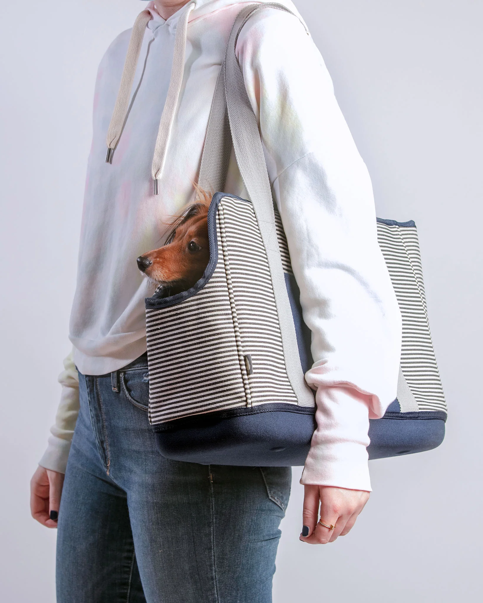 Navy Striped Canvas Dog Carrier (FINAL SALE) - Image 4
