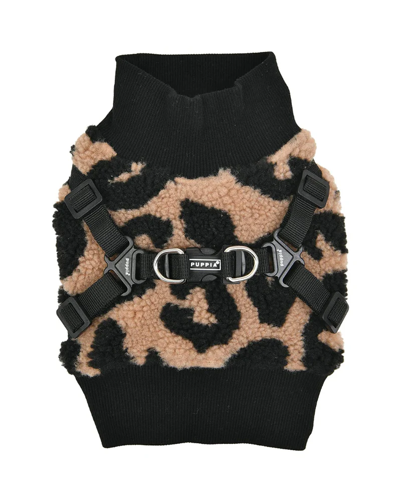 Leopard Fleece Dog Harness Vest in Beige (FINAL SALE) - Image 2