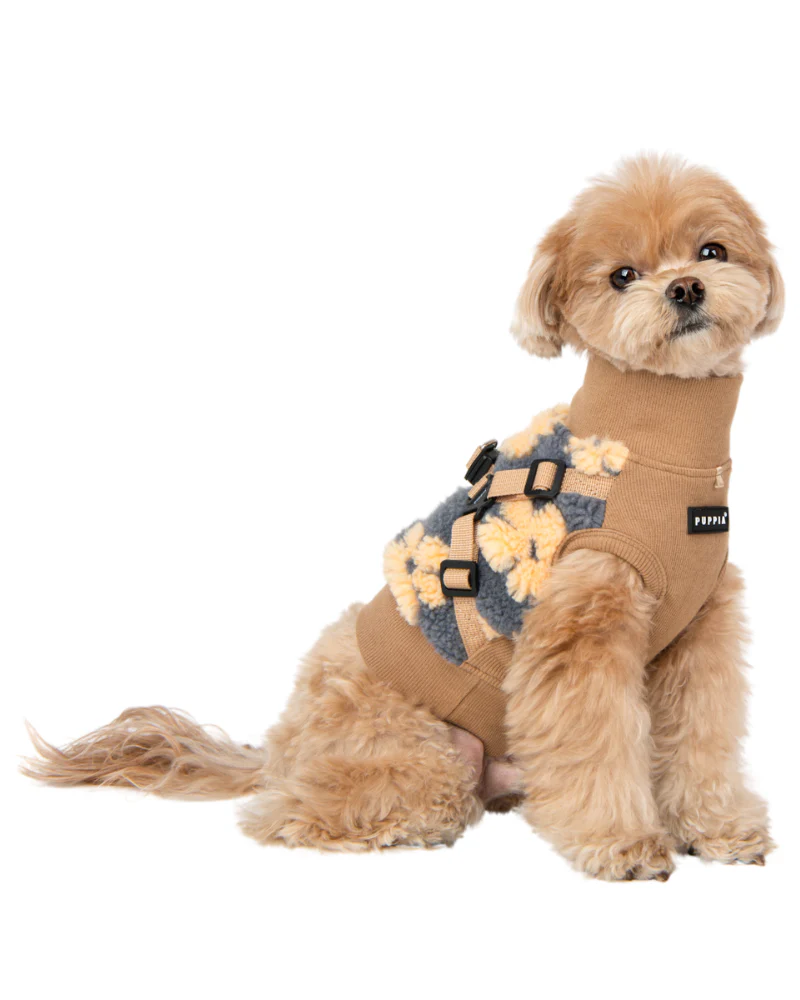 Floral Fleece Dog Harness Vest in Beige (FINAL SALE) - Image 2