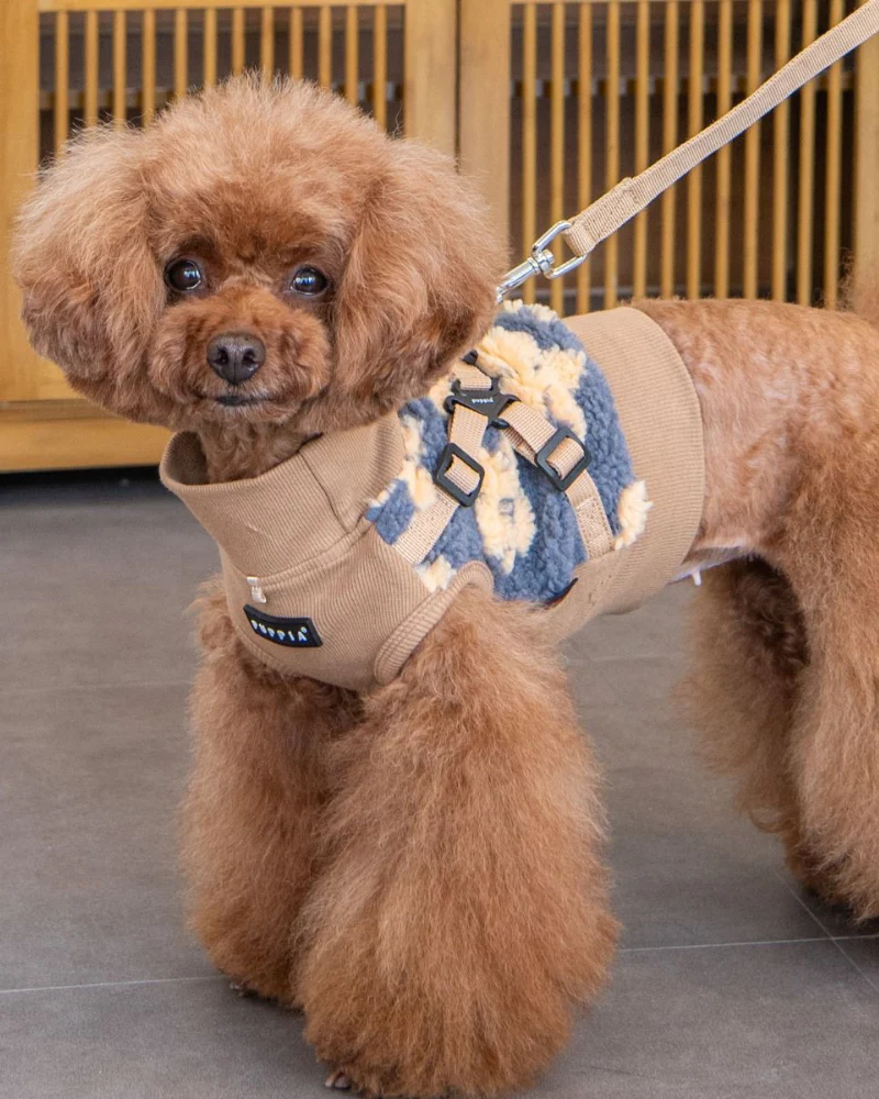 Floral Fleece Dog Harness Vest in Beige (FINAL SALE) - Image 3