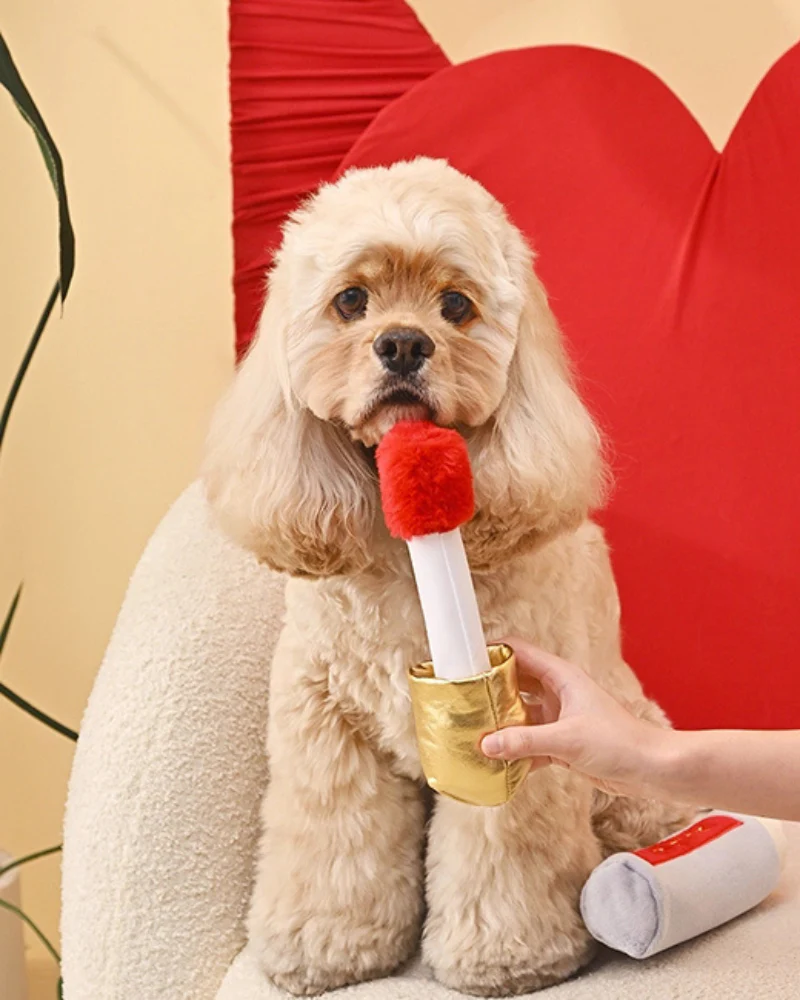 Lipstick Crinkle Plush Interactive Dog Toy - Image 2