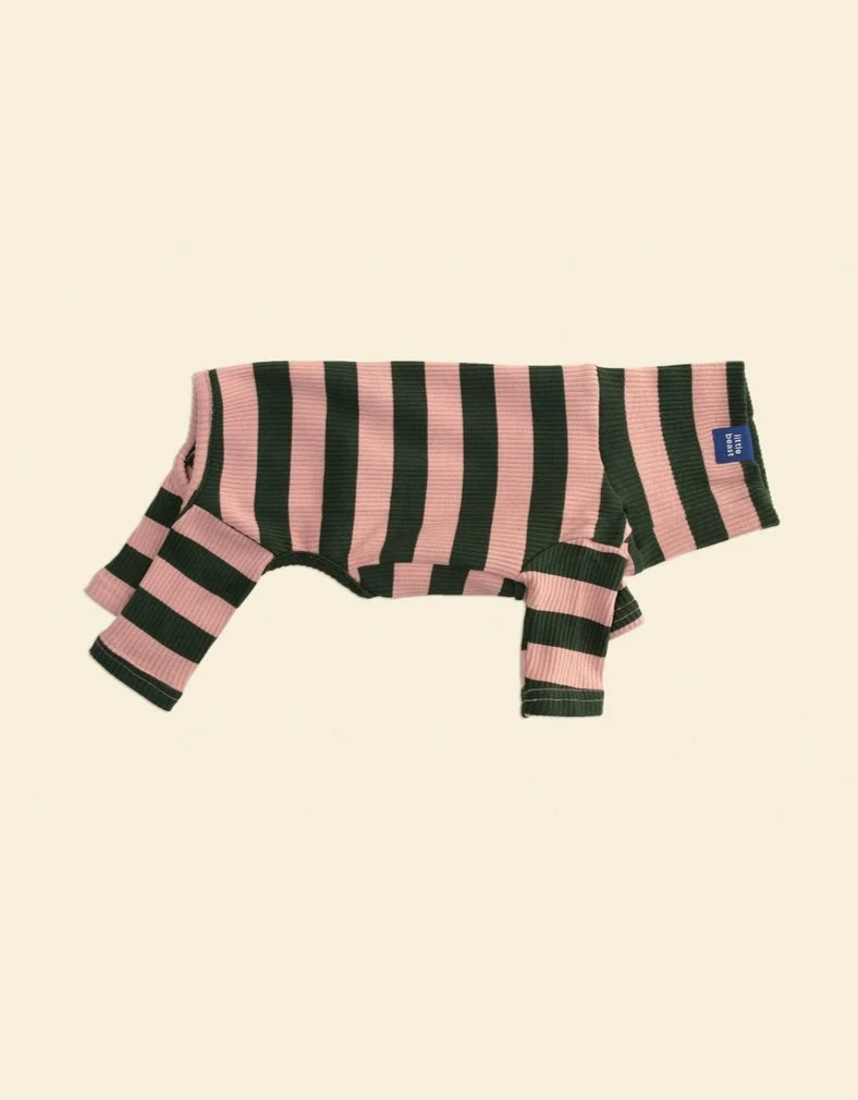 Pink Elephant Stripe Ribbed Onesie (FINAL SALE) - Image 2