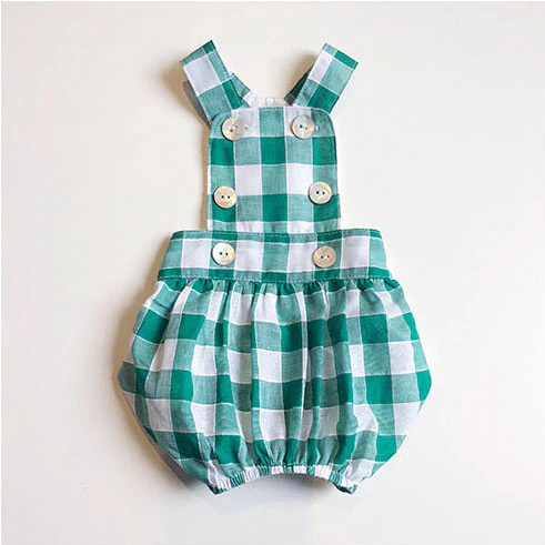 LITTLE COLLIN | Balloon Overall in Green Check - Image 4