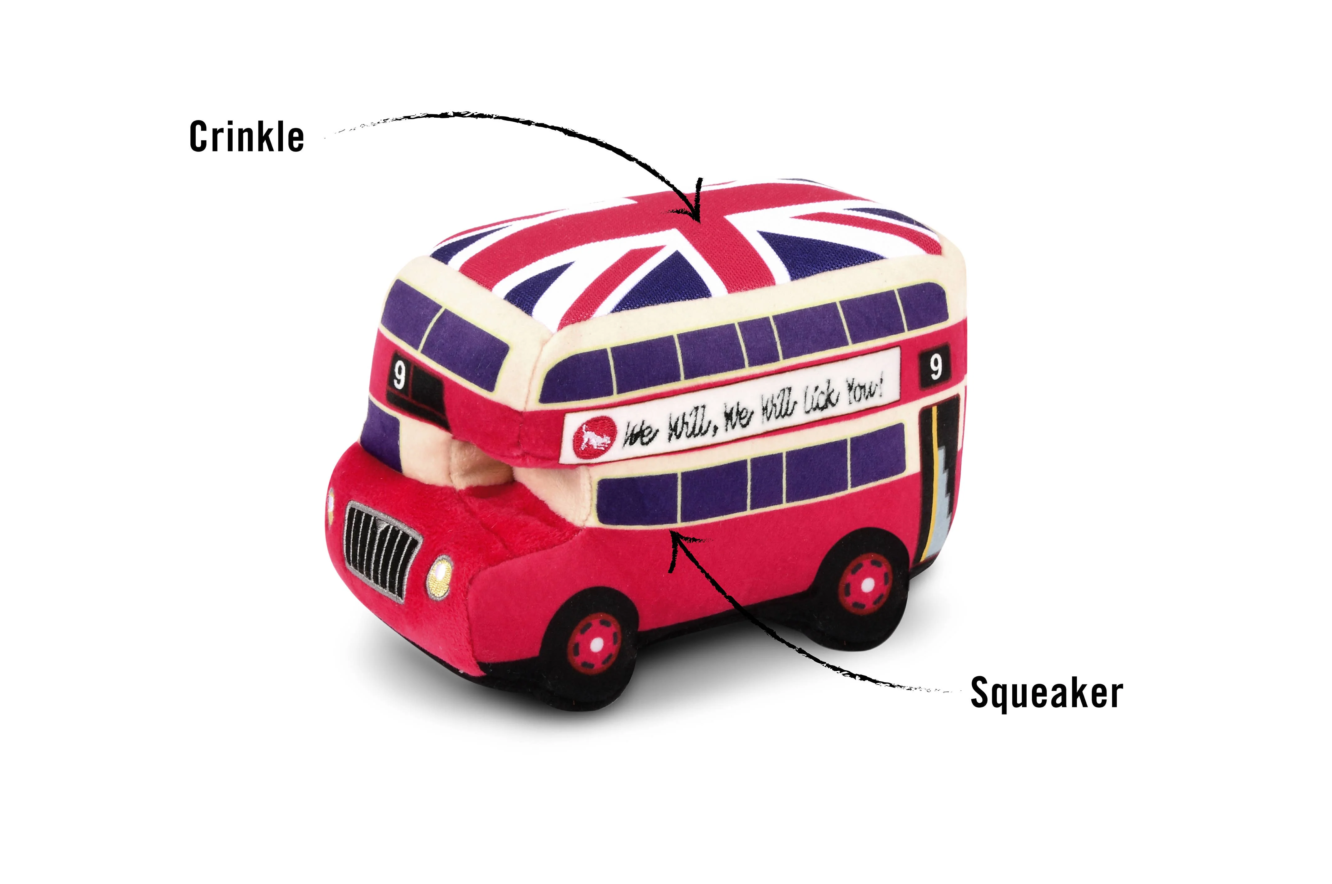 Double Decker Bus Plush Dog Toy - Image 5