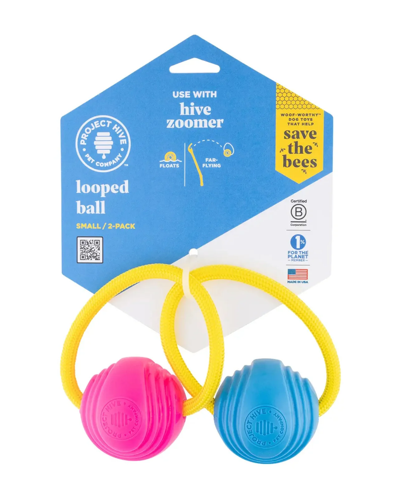 Looped Balls Tug & Fetch Rubber Dog Toys in Green & Blue (Made in the USA) - Image 6