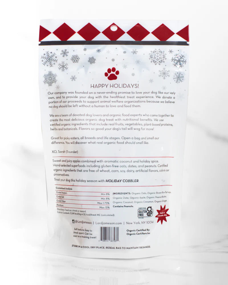 Holiday Cobbler Organic Dog Treats (Made in the USA) - Image 3