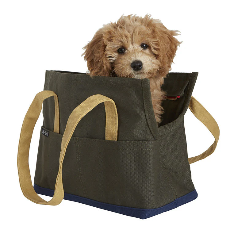 Canvas Pet Tote in Olive & Navy (Made in the USA) (Direct Ship) - Image 3