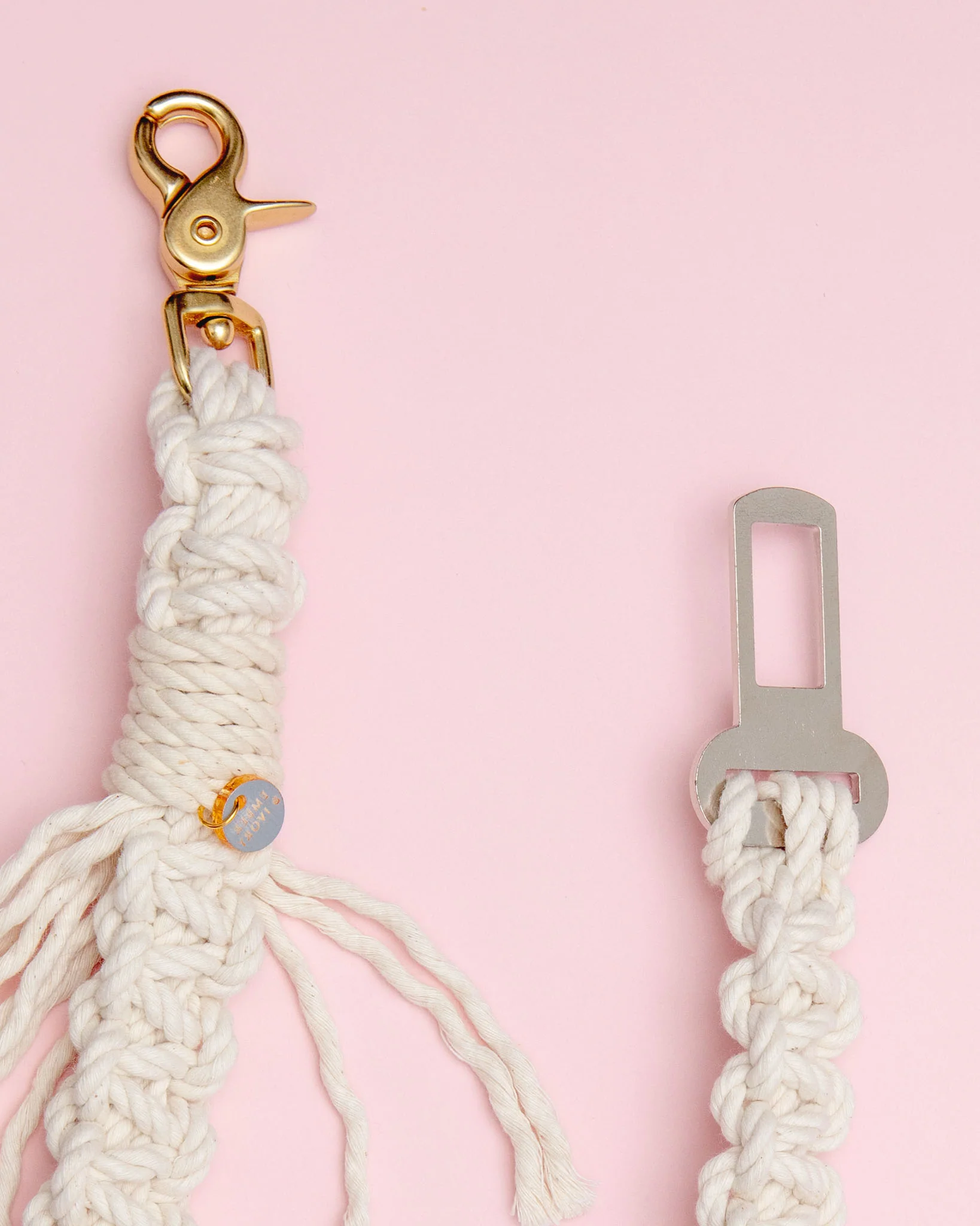 Macrame Seat Belt Dog Restraint in Natural (Made in the USA) - Image 3