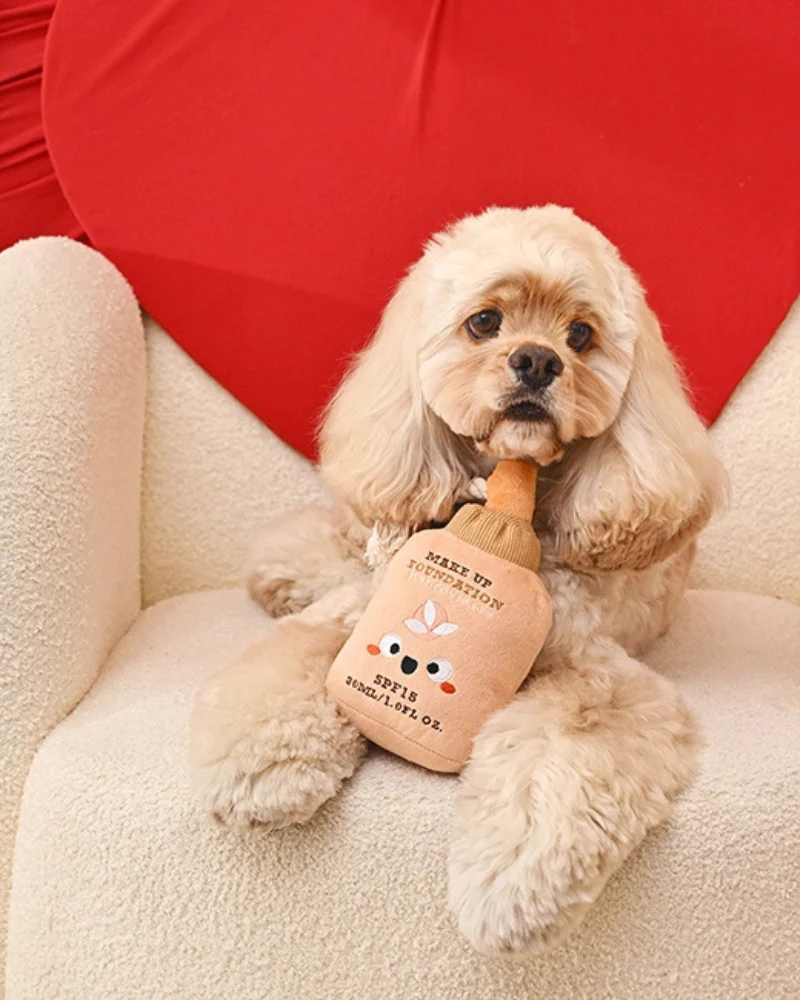 Makeup Foundation Squeaky Plush Dog Toy - Image 5