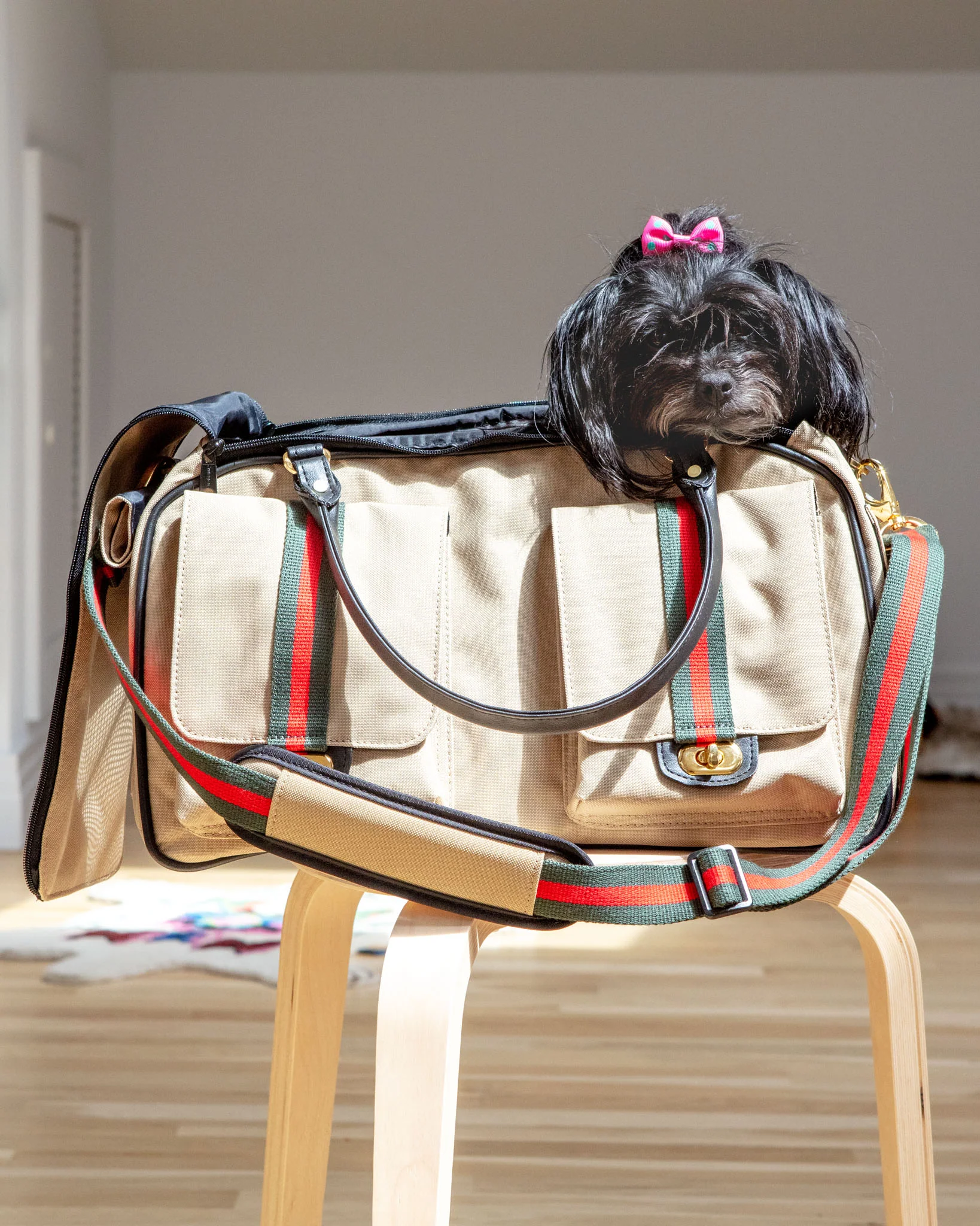 Marlee Duffle Dog Carrier in Khaki (Made in the USA) - Image 3