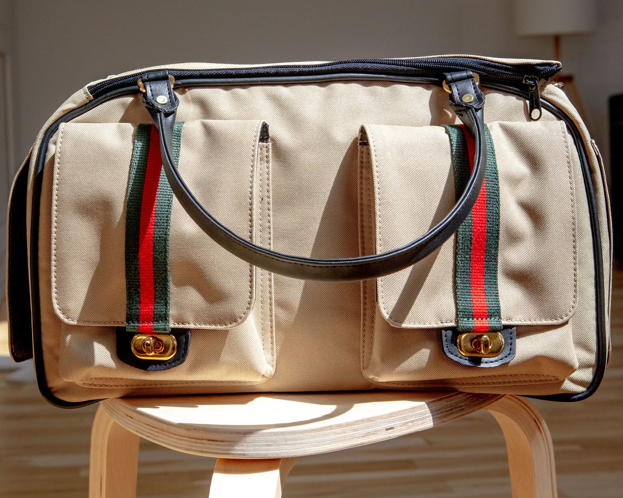 Marlee Duffle Dog Carrier in Khaki (Made in the USA) - Image 5