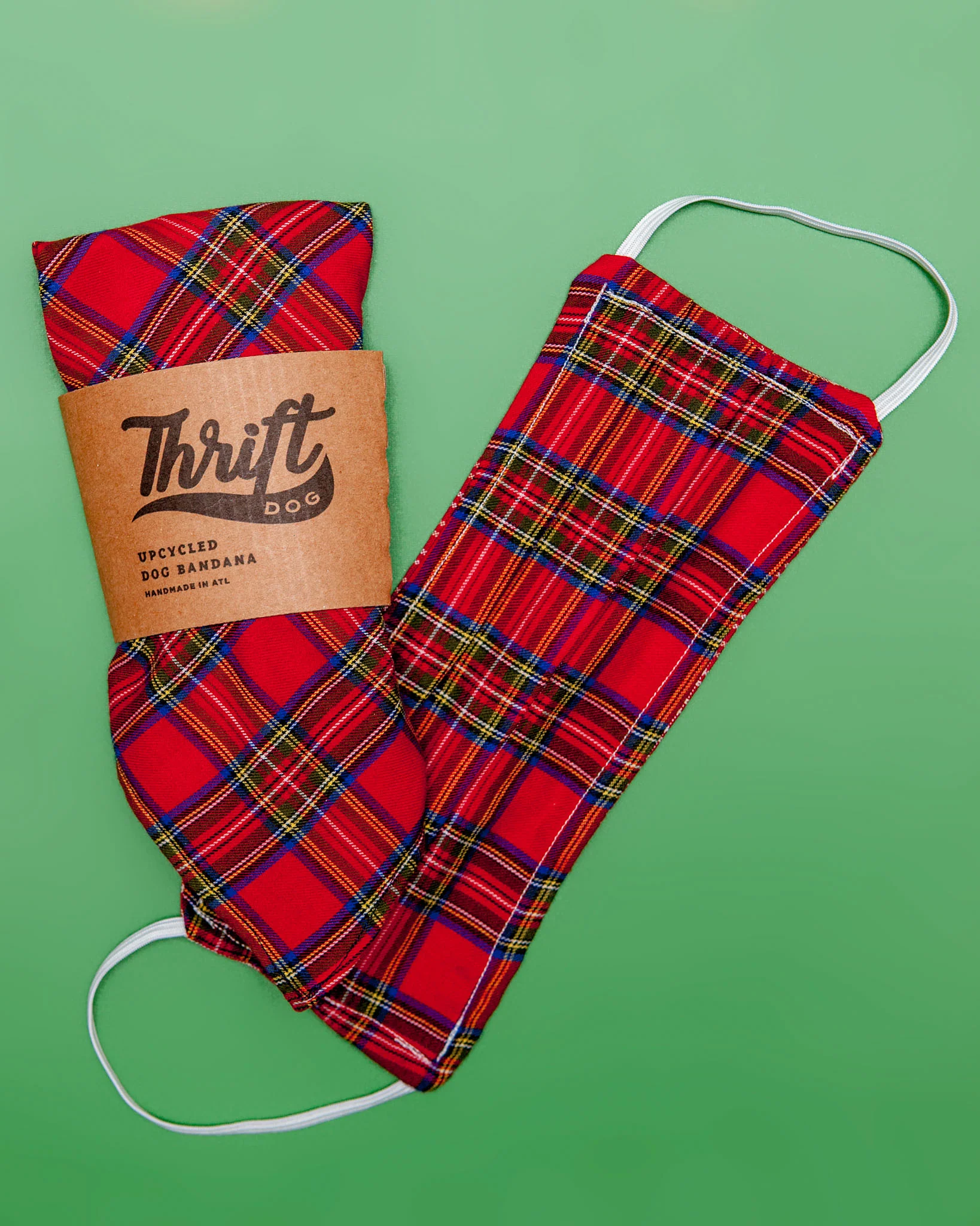 Matching Face Mask & Dog Bandana Set in Classic Christmas Plaid
