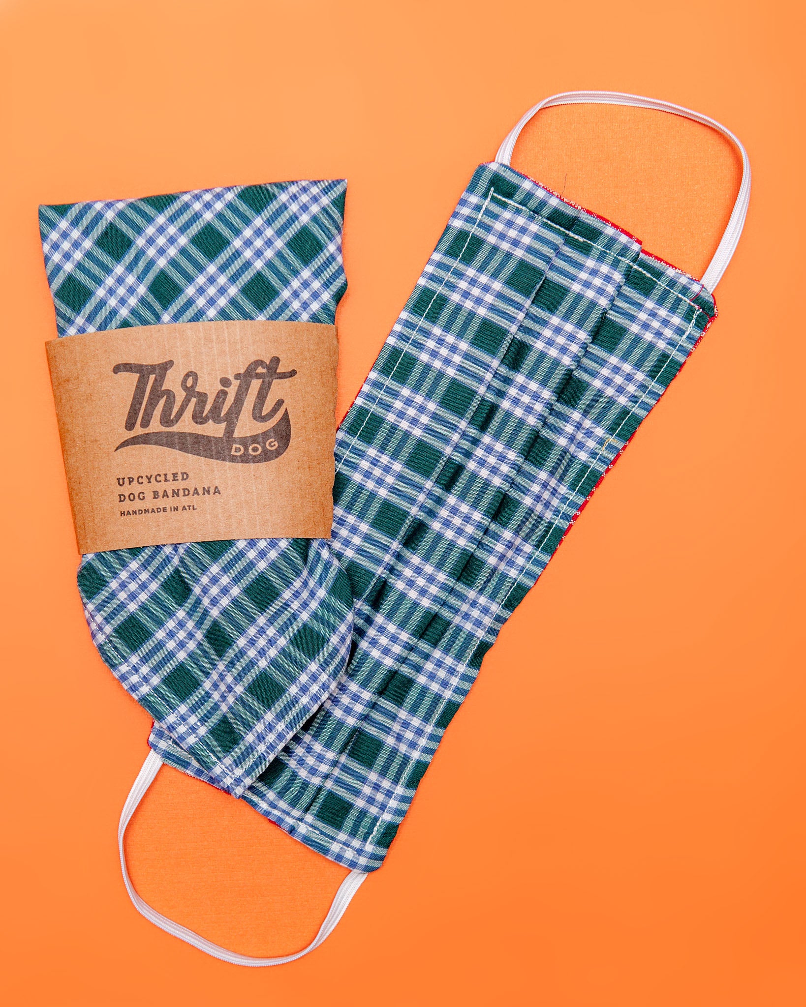 Matching Face Mask & Dog Bandana Set in Wintergreen Check