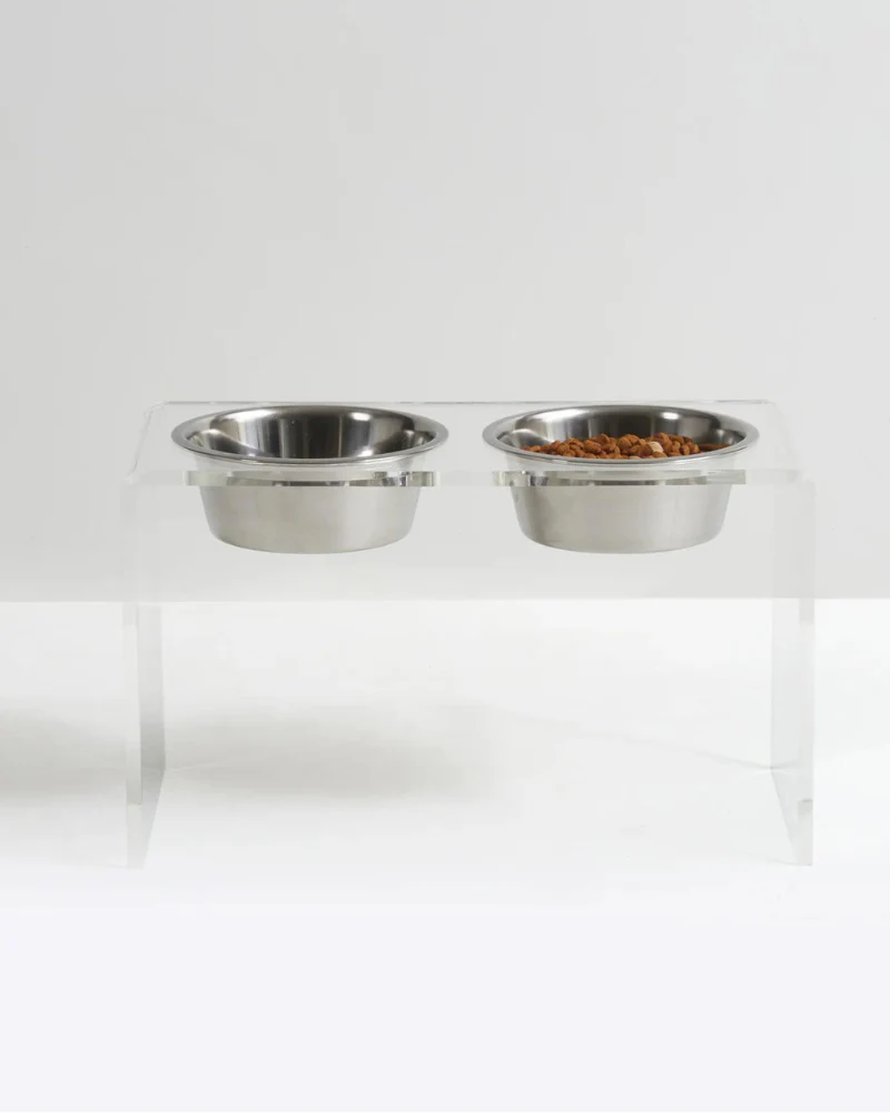 Clear Lucite Double Bowl Pet Feeder (Made in the USA) (Direct-Ship) - Image 14