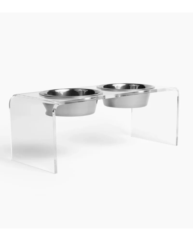 Clear Lucite Double Bowl Pet Feeder (Made in the USA) (Direct-Ship) - Image 6