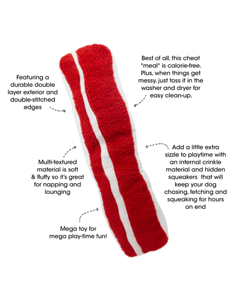 Mega BBQ Bacon Plush Squeaky Dog Toy (2' in Length) - Image 5