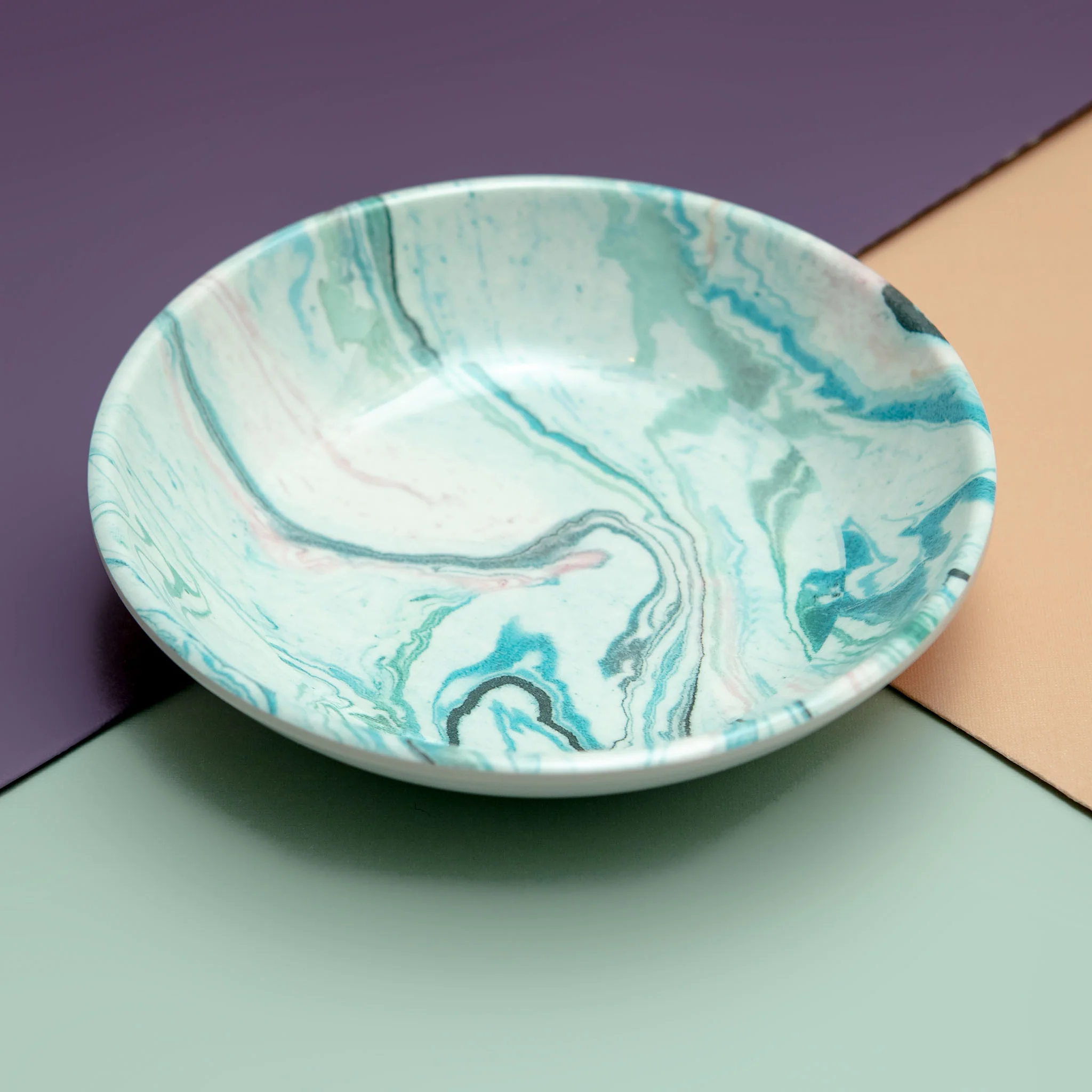 Melamine Cat Saucer in Blue Sky Marble - Image 2