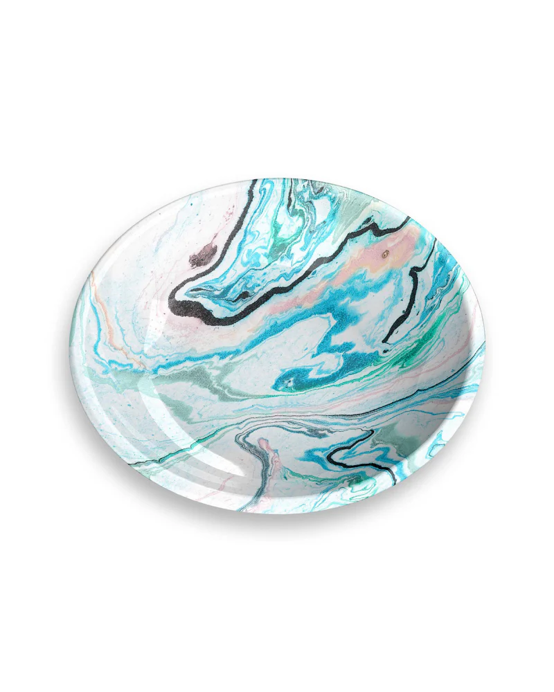 Melamine Cat Saucer in Blue Sky Marble - Image 3