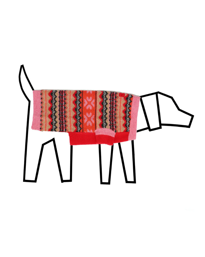 Merino Wool Fairisle Floral Dog Sweater in Pink (FINAL SALE) - Image 2