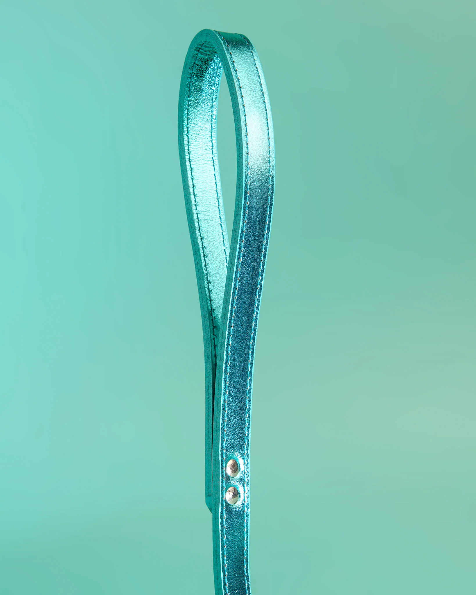 Shimmer Leather Dog Collar in Metallic Turquoise (FINAL SALE) - Image 4