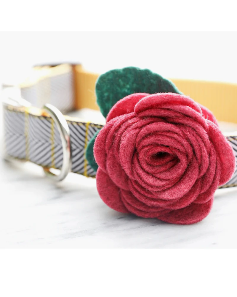 Ruby Pink Rose Dog Collar Flower (Made in the USA) - Image 2