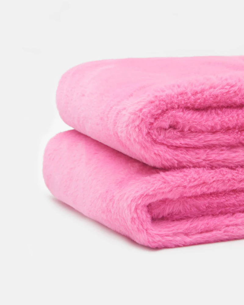 Mini Faux Fur Brady Dog Blanket in Bubble Pink - Image 6