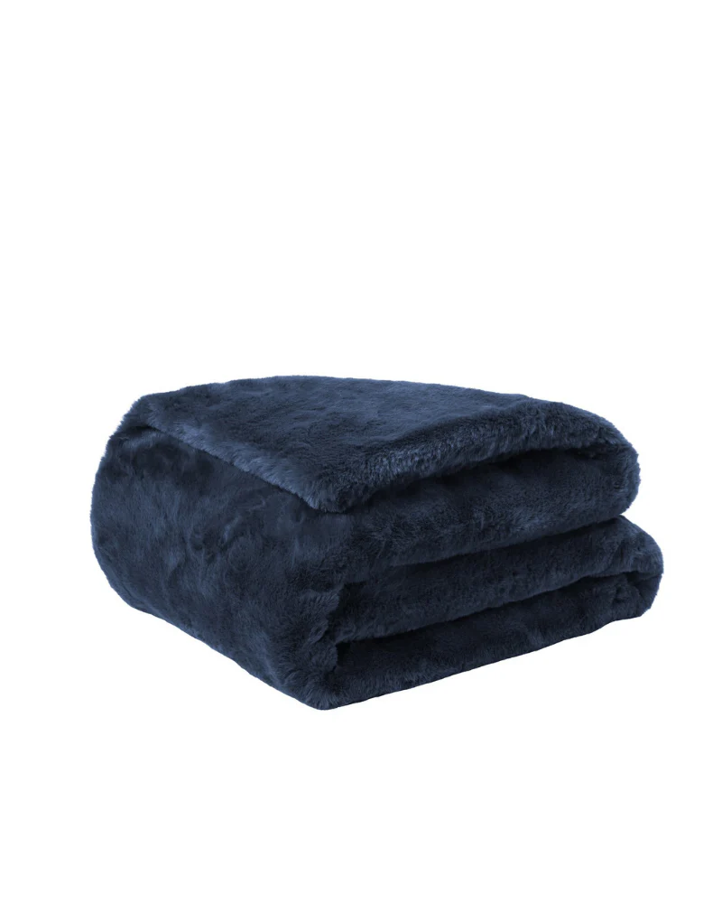 Mini Faux Fur Brady Dog Blanket in Navy - Image 4