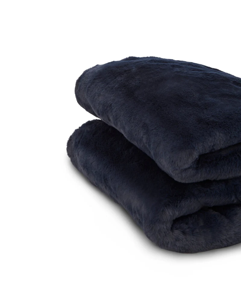 Mini Faux Fur Brady Dog Blanket in Navy - Image 7