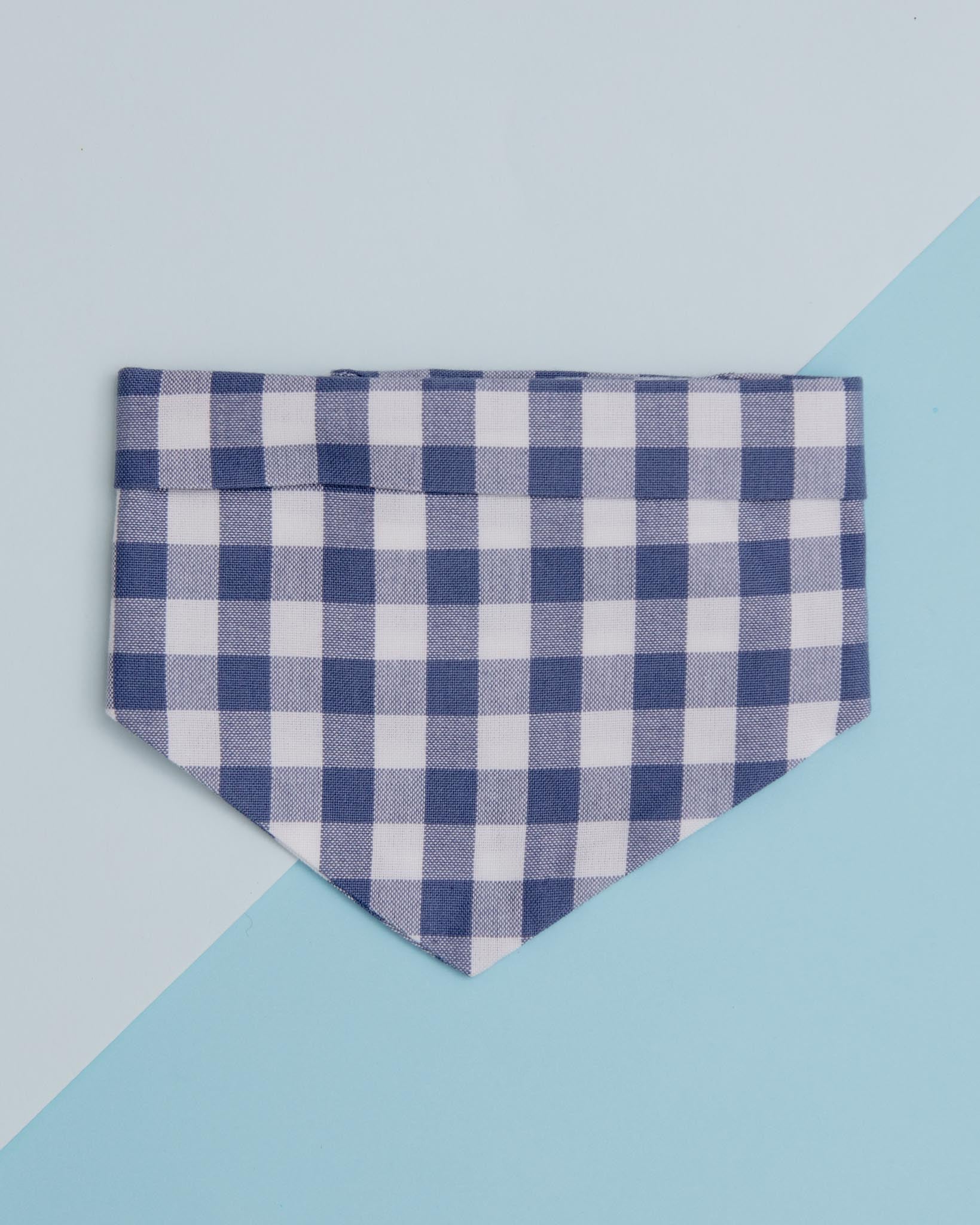 Spring Dog Bandana in Blueberry Gingham<br>(Made in the USA) (FINAL SALE)