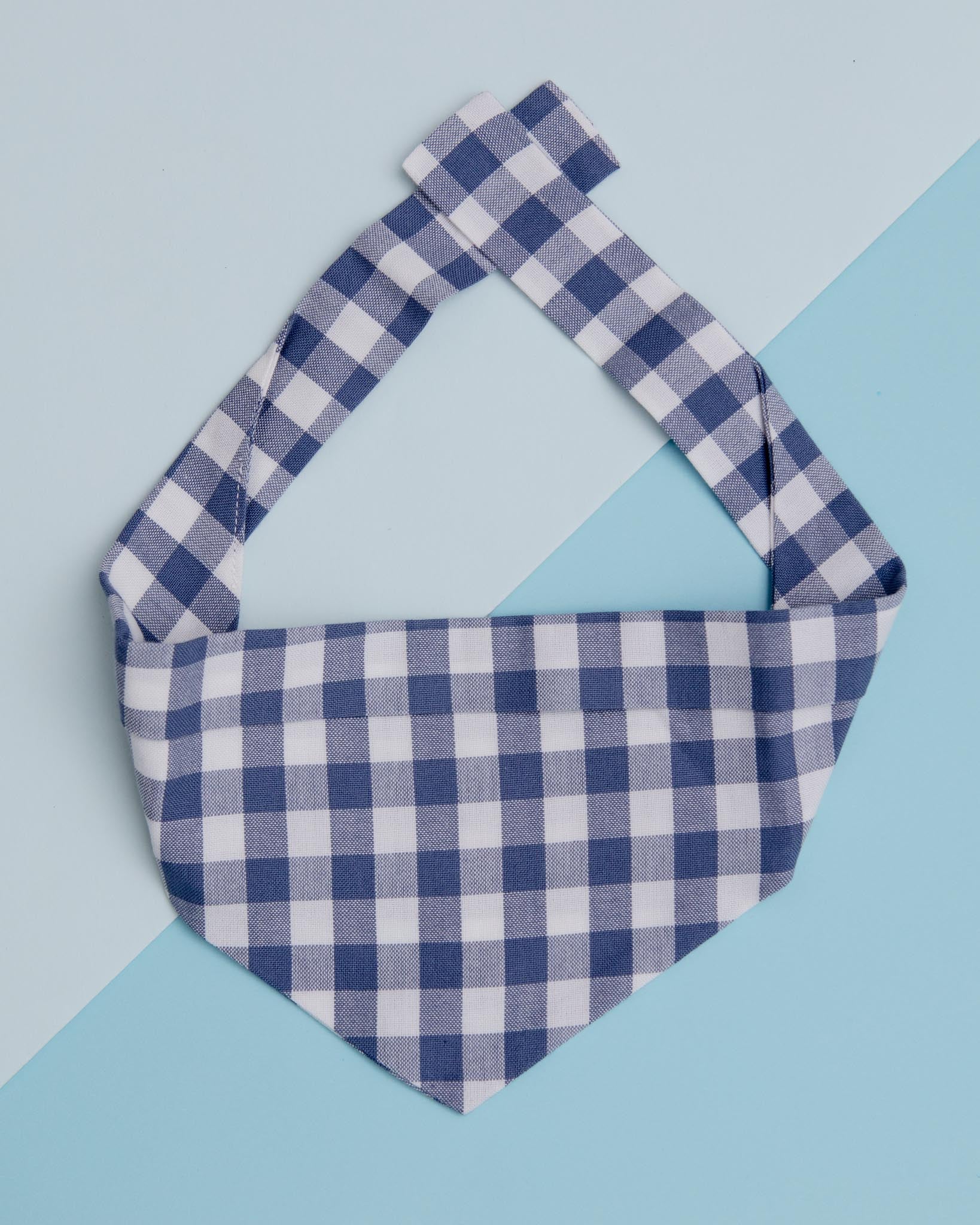 Spring Dog Bandana in Blueberry Gingham<br>(Made in the USA) (FINAL SALE) - Image 2